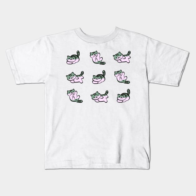 cute kawaii pickles the gray tabby cat / kitty collector pattern Kids T-Shirt by mudwizard